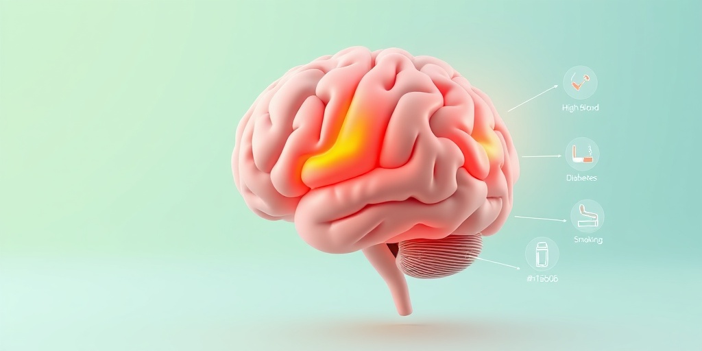 A 3D render of a human brain illustrates mini-stroke causes, emphasizing reduced blood flow and risk factors like high blood pressure.  3.png