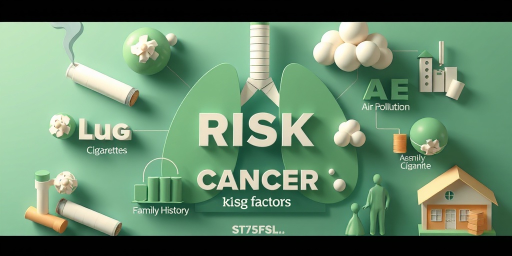 A 3D render presents risk factors for Non-Small Cell Lung Cancer, including smoking and air pollution, in an informative layout.3.png