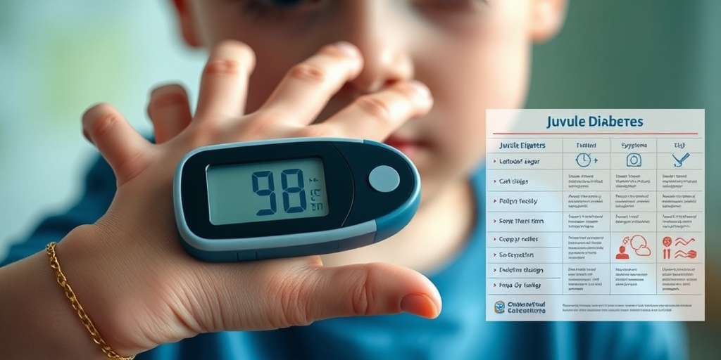A close-up of a child's hand with a glucose monitor reveals high blood sugar levels, reflecting concern in a calming setting.  2.png