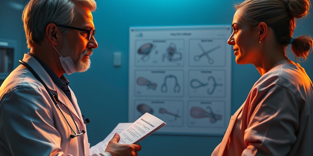 A healthcare professional discussing Hygroma Colli treatment options with a patient, surrounded by medical tools and warm lighting.  4.png