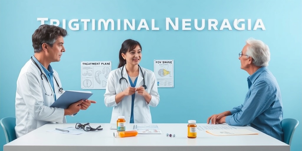 A healthcare provider explains treatment options to a patient, with diagrams and medication visible on the table.4.png