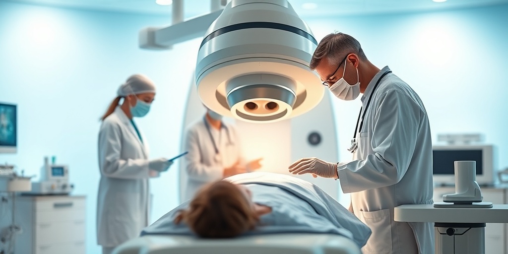 A patient receiving targeted therapy in a modern medical facility, with engaged professionals and a bright, inviting atmosphere.4.png