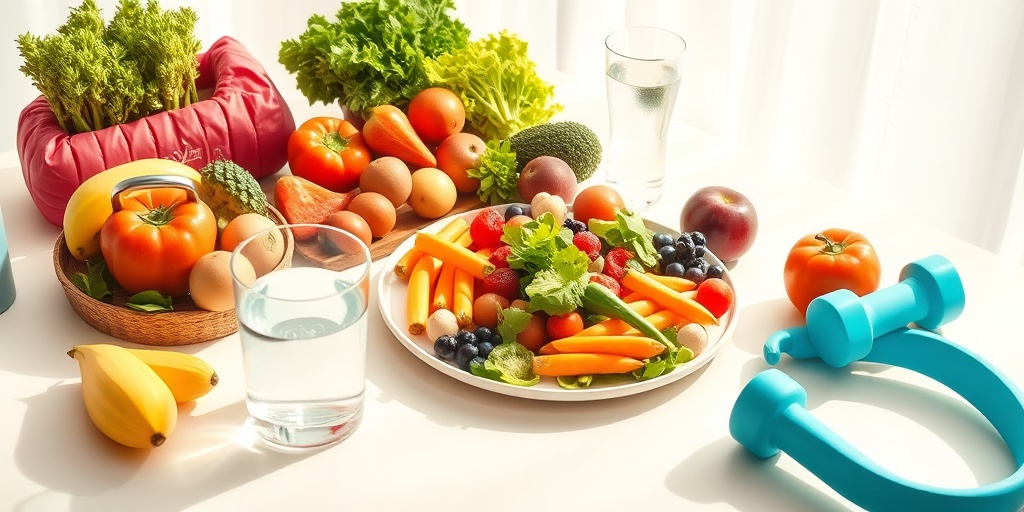 A vibrant, healthy meal featuring fruits and vegetables, symbolizing prevention against gallbladder inflammation on a white table. 5.png
