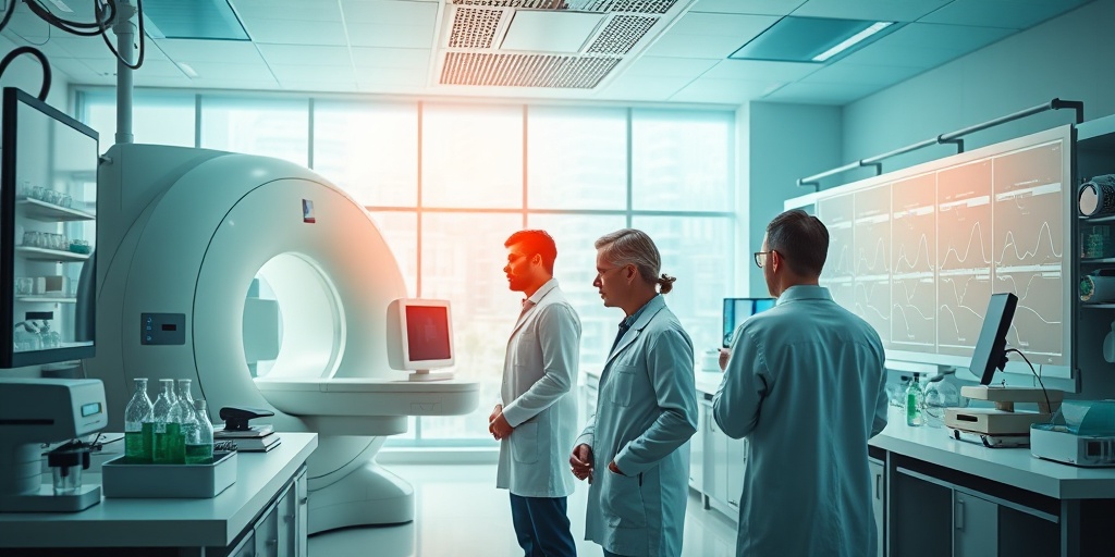 Scientists engaged in advanced research on Basal Ganglia Calcification, showcasing technology and collaboration in a laboratory setting.  5.png