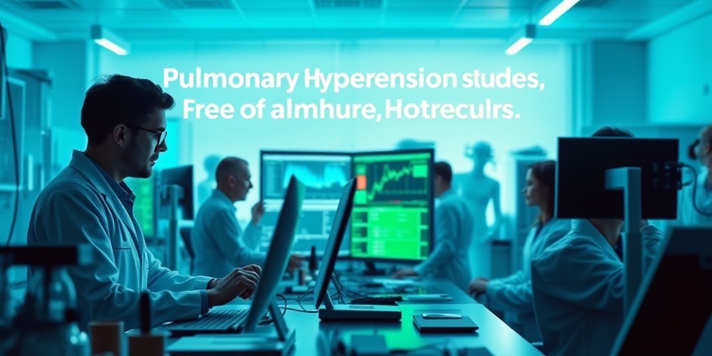 Scientists work in a research lab, analyzing data with advanced technology, embodying urgency and hope for pulmonary hypertension solutions.  5.png