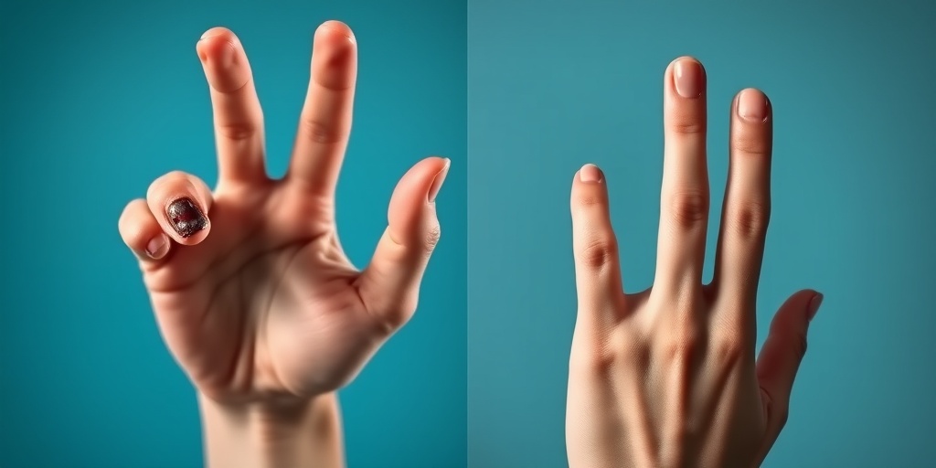 Split-screen image contrasts bitten nails with healthy ones, emphasizing the physical impact of nail-biting against a subtle blue background.2.png