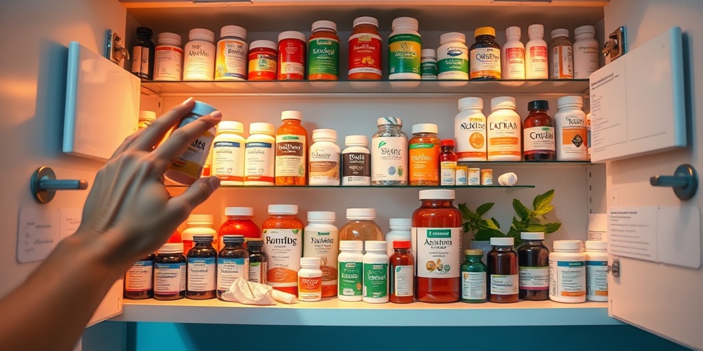 Well-organized medicine cabinet filled with Rheumatoid Arthritis treatments, symbolizing patient empowerment against a soft blue backdrop.4.png