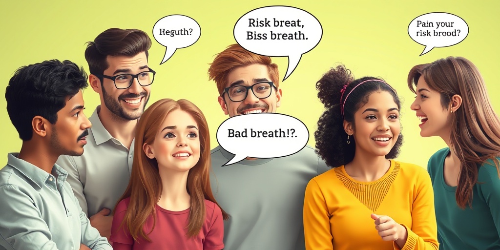 A diverse group discussing bad breath, showcasing empathy and concern in a supportive, community-focused setting.3.png