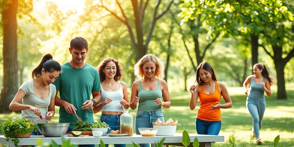 A diverse group engages in healthy activities outdoors, promoting lifestyle changes for managing Adrenal Cortical Hyperplasia.  5.png
