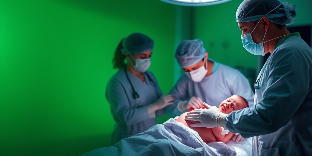 A dramatic scene of childbirth complications, highlighting a medical team's urgent response to ensure mother and baby's safety.  4.png