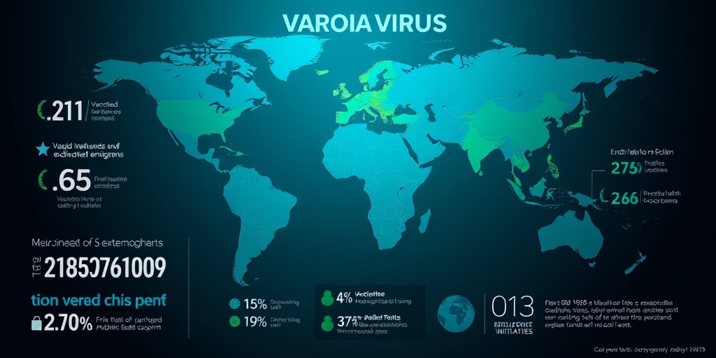 A global map illustrating the status of the Variola Virus, highlighting eradicated regions and vaccination statistics for public awareness.  5.png