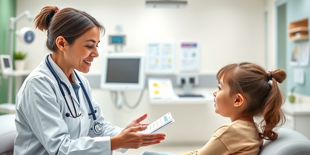 A healthcare professional compassionately explains treatment options for Williams-Beuren Syndrome in a modern clinic setting.  4.png