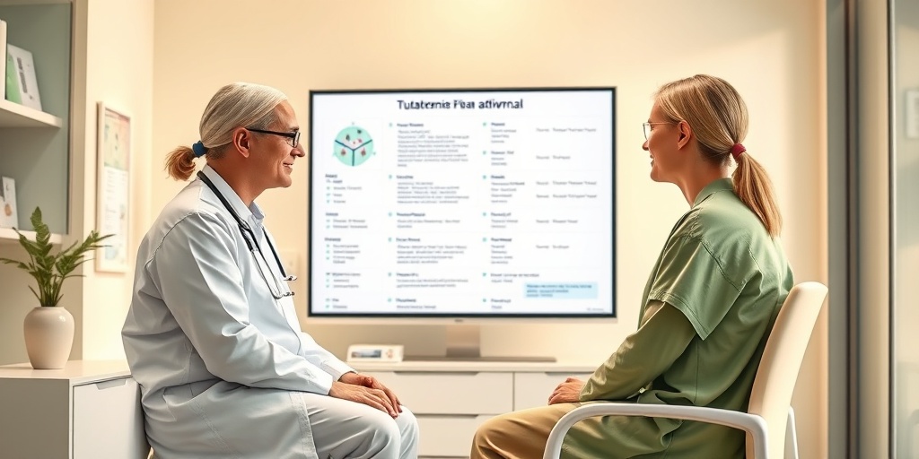 A healthcare professional discusses treatment plans with a patient in a modern clinic setting.  4.png
