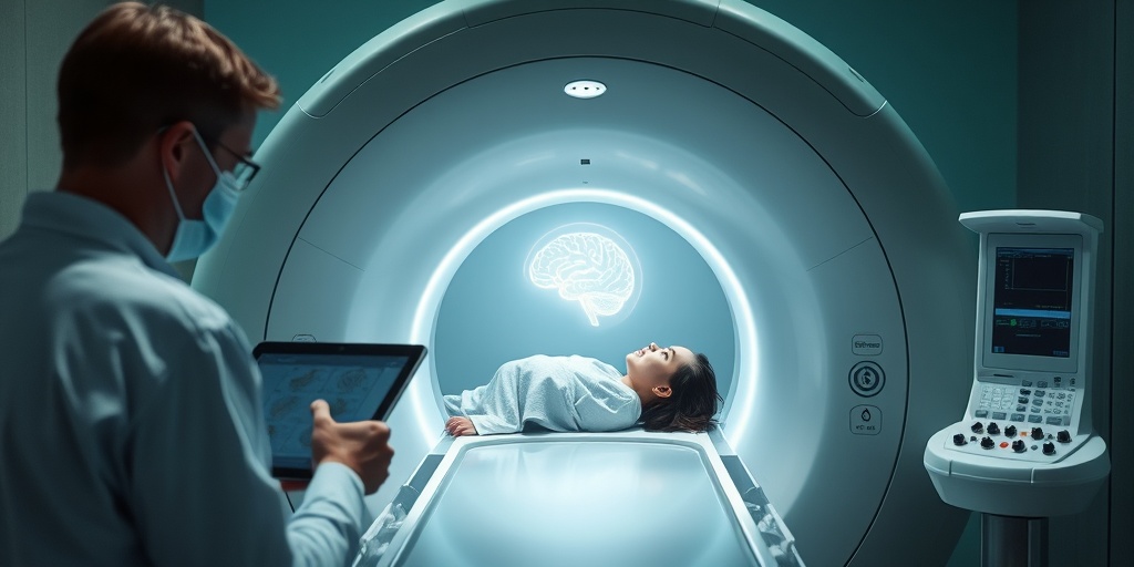 A medical professional performing an MRI scan in a clinical environment, capturing the seriousness of diagnosing Agenesis of Corpus Callosum.  3.png