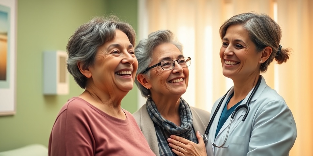 A patient receives uplifting news from a compassionate doctor in a serene examination room, highlighting the joy of early detection.2.png