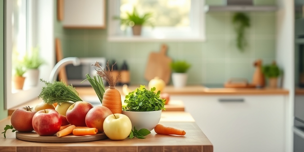 A person preparing a healthy meal in a serene kitchen, highlighting fresh ingredients to promote good oral health.5.png