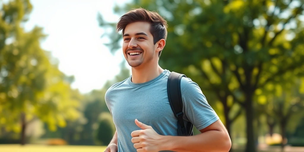 A young adult jogs in a park, smiling and embodying hope, against a vibrant landscape that symbolizes vitality and resilience.  5.png