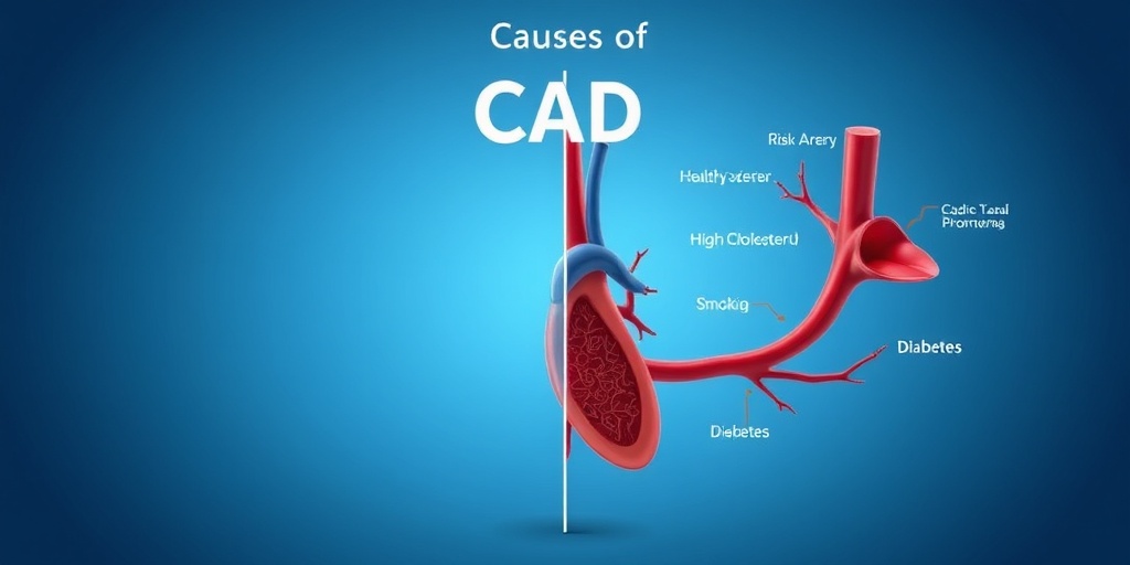 An educational split-screen image contrasts a healthy artery with one affected by CAD, highlighting risk factors visually.  3.png