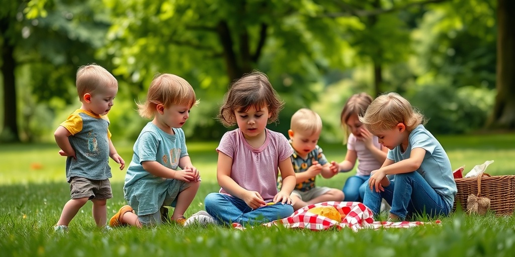 Children play in a park, one visibly unwell, highlighting the importance of hygiene to prevent scarlet fever.  3.png