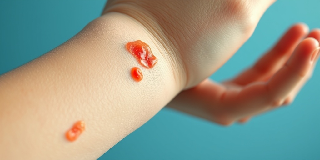 Close-up of Gianotti Crosti lesions on a child's forearm, showcasing detailed texture against creamy white skin.  2.png