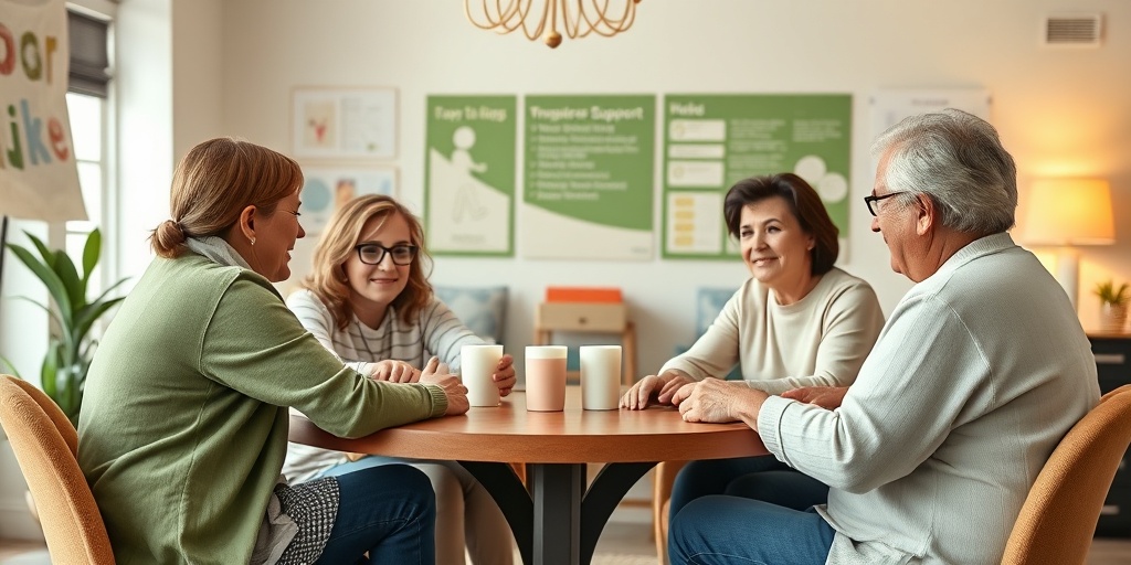 Families gather in a warm community support group, sharing experiences and resources related to Williams-Beuren Syndrome.  5.png