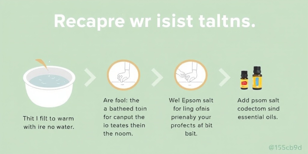 Step-by-step guide for preparing a sitz bath, featuring warm water, Epsom salts, and essential oils in a calming setting.  3.png