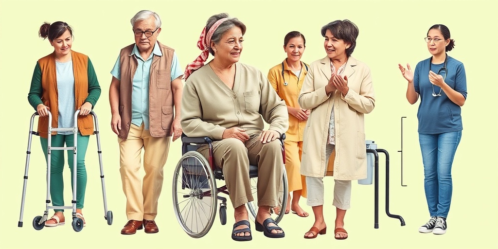 A collage illustrates various disabilities treated in occupational therapy, emphasizing empathy and determination in a soft green setting.  3.png
