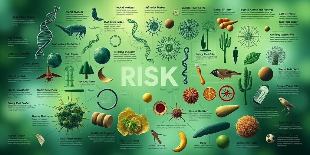A collage of risk factors for Jakob-Creutzfeldt Disease, blending genetic and environmental elements in photorealistic detail.  3.png