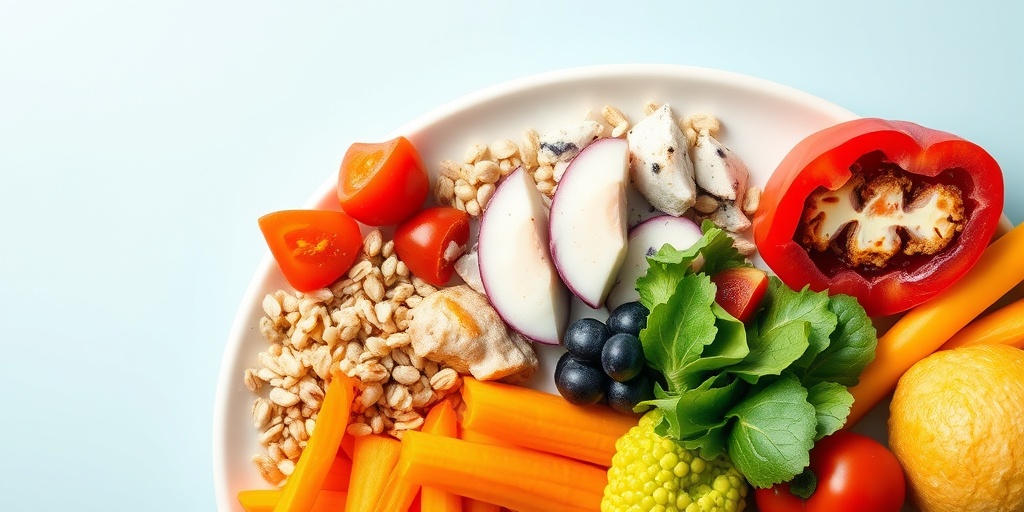 A colorful plate of healthy meals, including grains and vegetables, promotes nutritious eating habits to prevent Type 2 Diabetes.  5.png