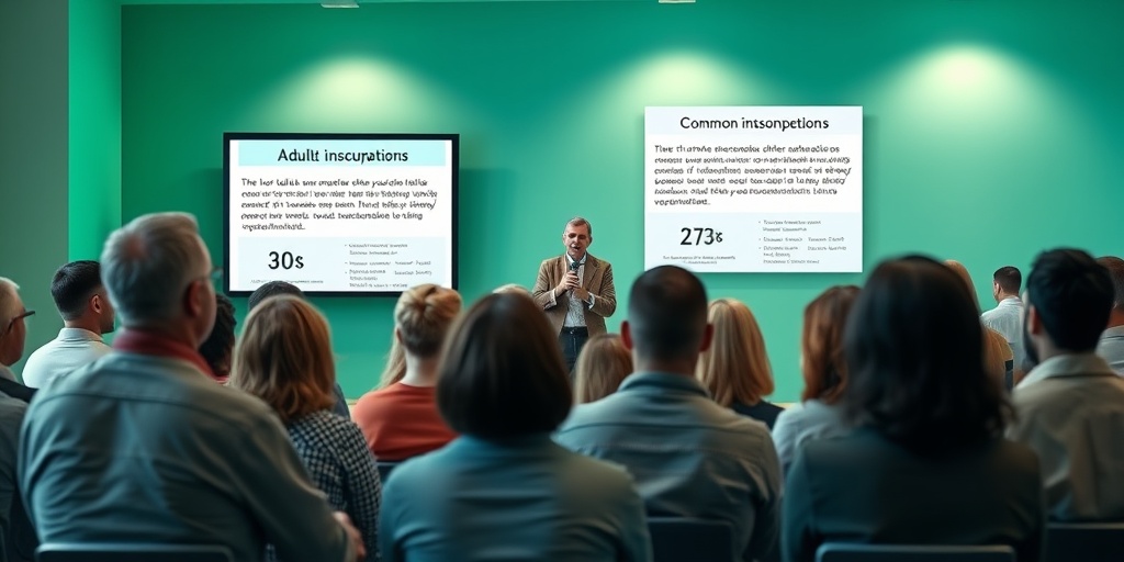 A community seminar debunks vaccine myths, with an engaged audience and a passionate speaker using visual aids.  5.png