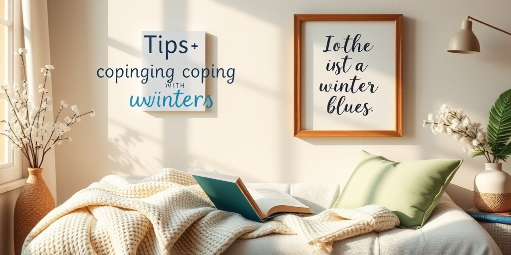 A cozy reading nook with a warm blanket and motivational quote, creating an inviting atmosphere for winter resilience.  5.png