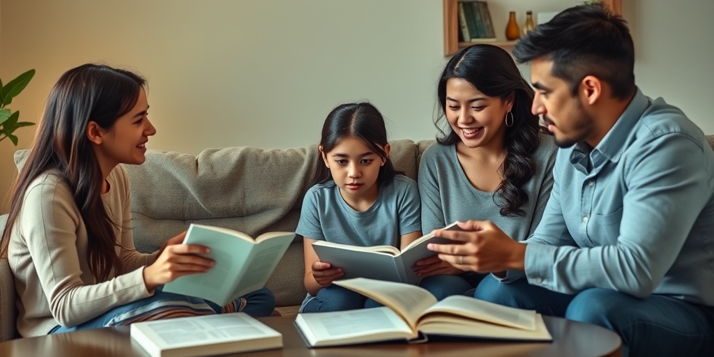 A family discusses prevention strategies for teen substance abuse in a cozy living room, emphasizing open communication and care.  5.png