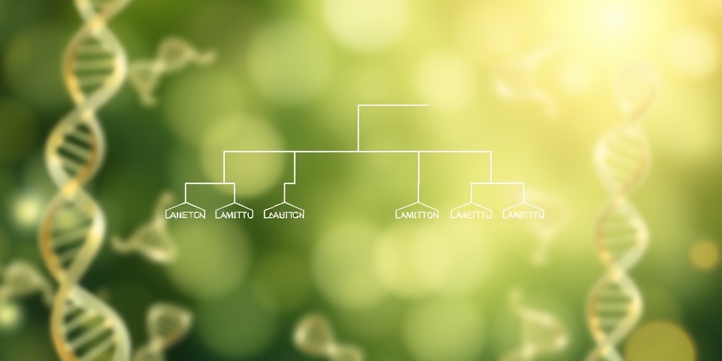 A family tree diagram intertwines with DNA strands, symbolizing Klinefelter Syndrome risk factors in a balanced green and white backdrop.  3.png