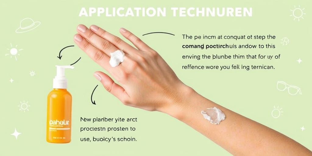 A hand demonstrates proper sunscreen application techniques against a soft green background with sun icons.3.png