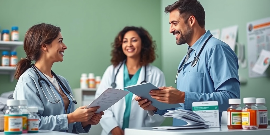 A healthcare professional discusses Toxoplasmosis treatment options with an engaged patient in a calming medical setting.  4.png