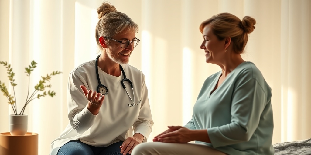 A patient engages in therapy with a compassionate provider, demonstrating relaxation techniques in a warm, inviting setting.  4.png