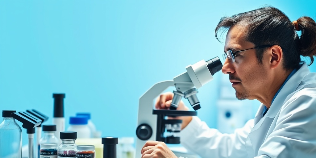 A scientist analyzes Variola Virus samples under bright laboratory lighting, surrounded by diagnostic tools in a sterile environment.  3.png