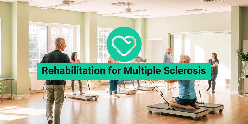 A serene rehabilitation center filled with natural light, patients engage in therapeutic activities with compassionate guidance. • Yesil Health AI