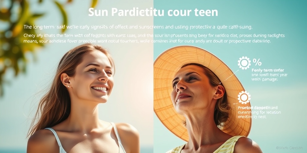 A split image shows healthy skin enjoying the sun versus early sun damage, emphasizing sunscreen benefits.2.png