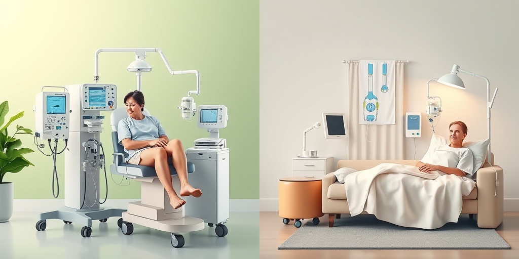 A split view shows hemodialysis in action and a cozy peritoneal dialysis setup at home, highlighting treatment options.  2.png