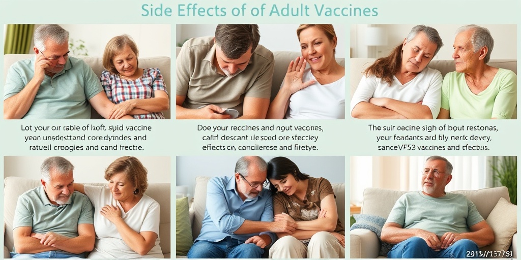 Close-up shots of individuals experiencing mild vaccine side effects in a comforting home environment, supported by family.  4.png