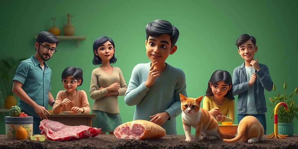 Diverse individuals engage in activities in a kitchen and garden, illustrating Toxoplasmosis risk factors.  3.png