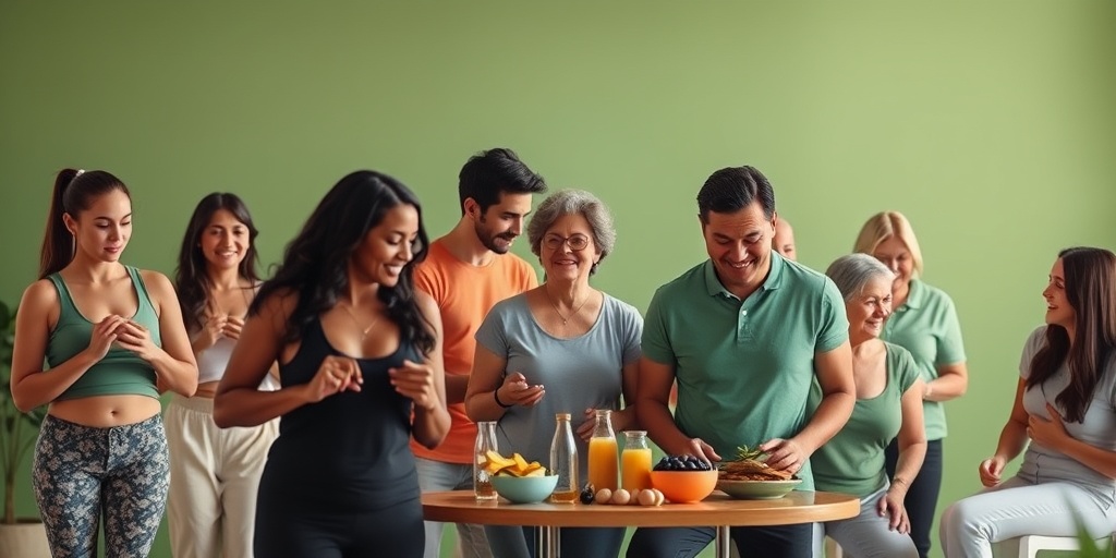 Diverse individuals engage in healthy activities, promoting community support and proactive management of lipodystrophy in a warm setting.  5.png