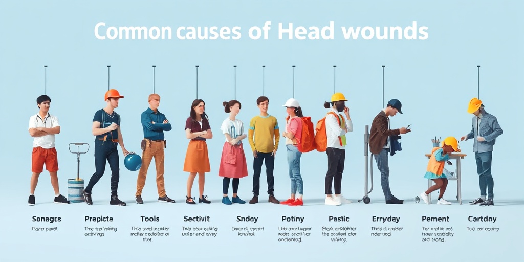 Diverse individuals showcase common head injury scenarios, highlighting risks in sports and daily activities against a calming blue backdrop. 2.png