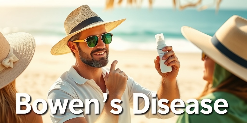 Individual applying sunscreen in a beach setting, surrounded by protective gear, promoting skin health and prevention measures.5.png