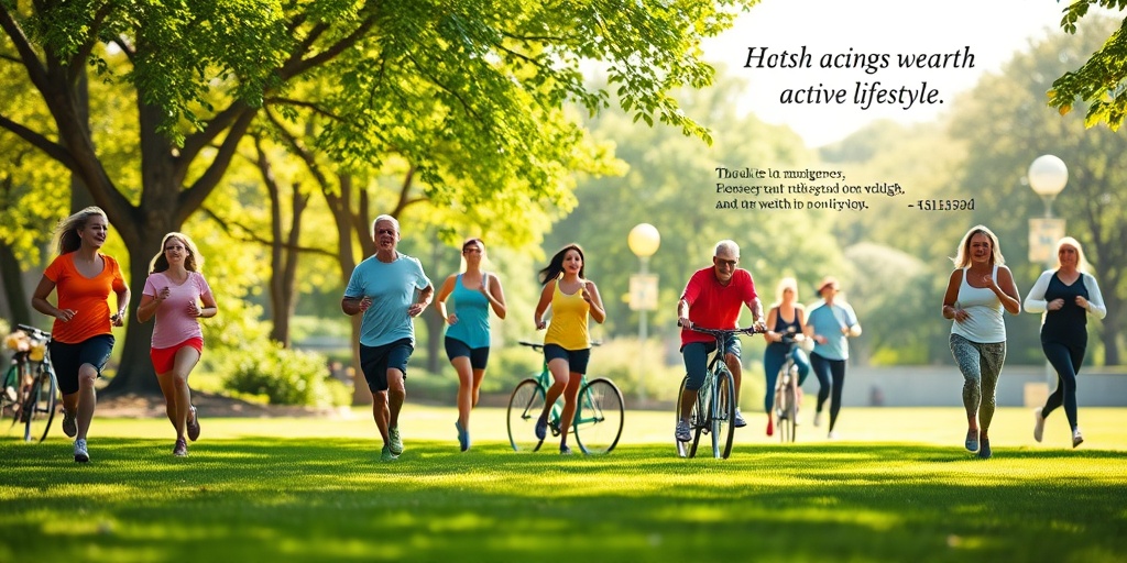 Individuals of all ages engage in outdoor activities, promoting active lifestyles and weight management in a vibrant setting.  2.png