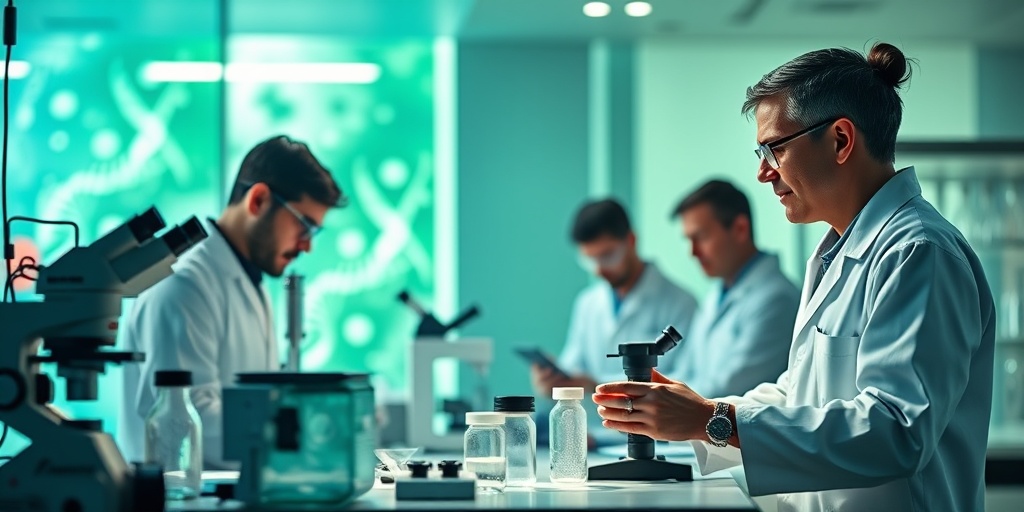 Scientists conduct innovative research on Jakob-Creutzfeldt Disease in a lab, showcasing advanced technology and a hopeful atmosphere.  5.png