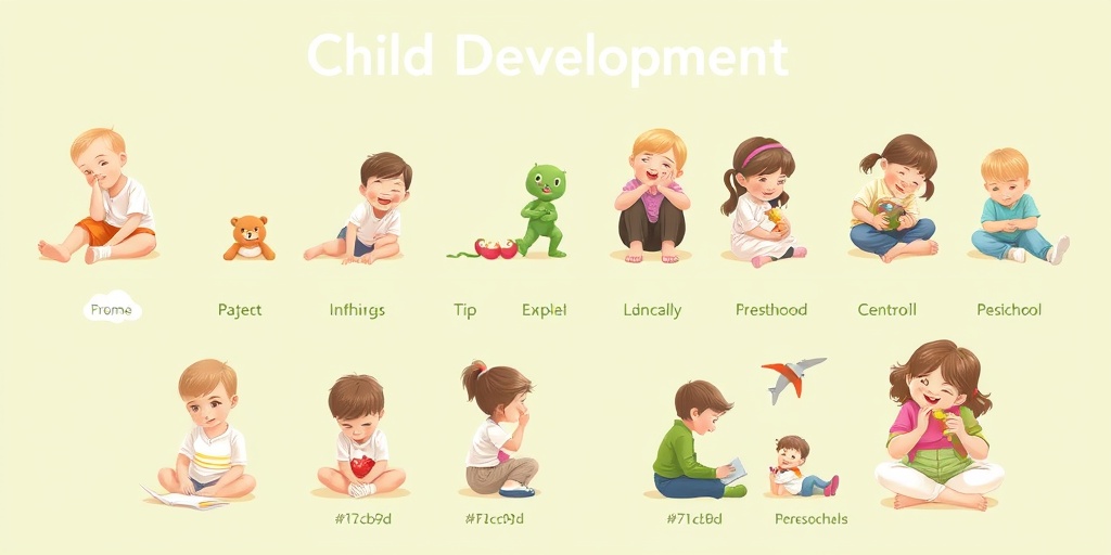 Vignettes showcasing children at different ages engaged in activities, highlighting their growth and caregiver support.  4.png