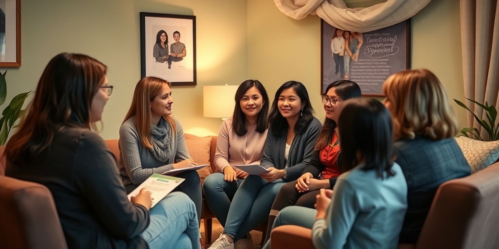 Women in a cozy support group share experiences related to Turner Syndrome, fostering community and connection in a warm atmosphere.  5.png