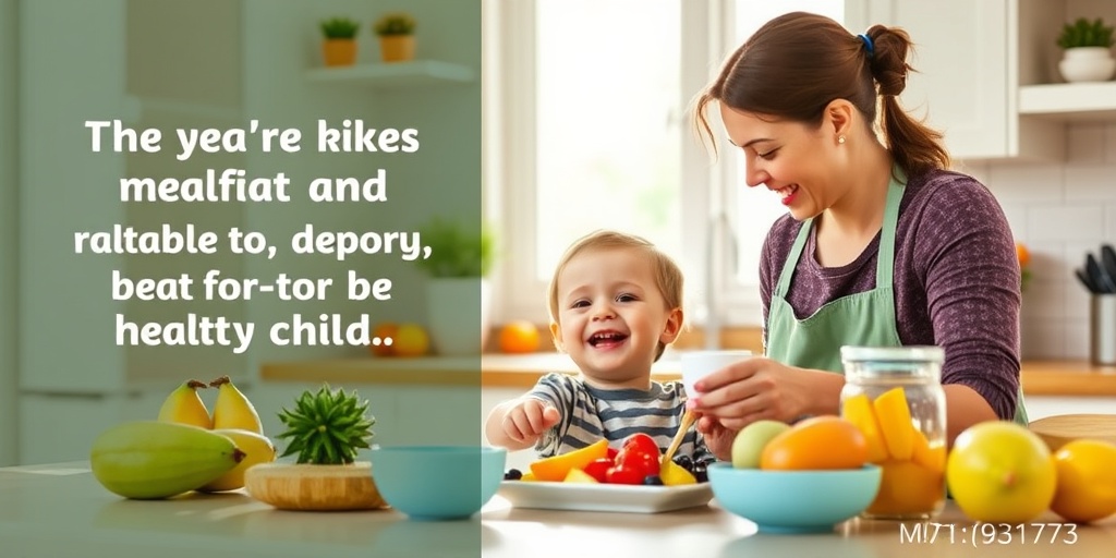 A child prepares a healthy breakfast with a parent, surrounded by fresh fruits in a bright, cheerful kitchen.5.png